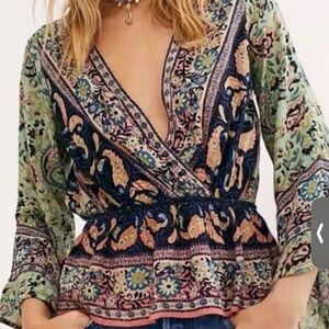 Free People Rosalie Floral M Blouse